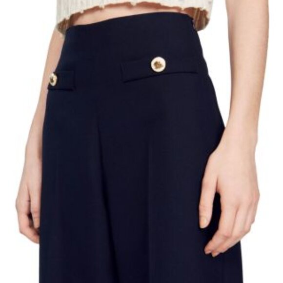 Sandro Navy Alessi Wide Leg Pants (NWOT) - Picture 3 of 10